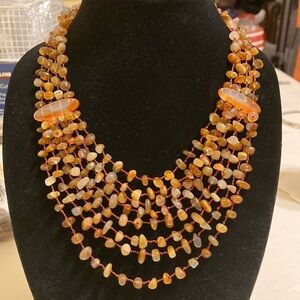 8 strand carnelian nugget statement necklace